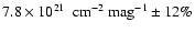 $\mbox{${7.8}\times10^{21}$ }~\ensuremath{{\rm cm}^{-2}} ~\ensuremath{{\rm mag^{-1}}}\pm 12\%$