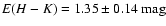 $E(H-K) = 1.35\pm0.14~\mbox{mag}$