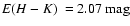 $\mbox{$E(H-K)$ }=2.07~\mbox{mag}$
