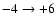 $-4 \rightarrow +6$