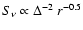 $S_\nu \propto
\Delta^{-2}~r^{-0.5}$