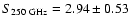 $S_{250{\rm
~GHz}} = 2.94 \pm 0.53$