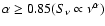 $\alpha \ge 0.85 (S_\nu \propto \nu^\alpha)$