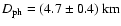 $D_{\rm ph} = (4.7 \pm 0.4)~{\rm km}$