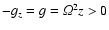 $-g_z = g= {\it\Omega}^2 z > 0$