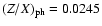 $(Z/X)_{\rm ph}=0.0245$