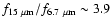 $f_{15~\mu \rm m}/f_{6.7~\mu\rm m}\sim3.9$