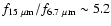 $f_{15~\mu\rm m}/f_{6.7~\mu\rm m}\sim5.2$