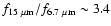 $f_{15~\mu\rm m}/f_{6.7~\mu\rm m}\sim3.4$