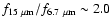 $f_{15~\mu \rm m}/f_{6.7~\mu\rm m}\sim2.0$