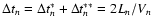 $\Delta t_{n} = \Delta t_{n}^{\ast} + \Delta t_{n}^{\ast \ast} = 2L_{n}/V_{n}$