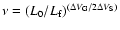 $\nu = (L_{0}/L_{\rm f})^{(\Delta V_{\rm G}/2\Delta V_{\rm S})}$