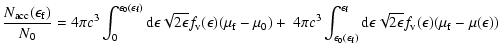$\displaystyle \frac{N_{\rm acc}(\epsilon_{\rm f})}{N_{0}} =
4\pi c^{3} \int_{0}...
...\rm d}\epsilon
\sqrt{2\epsilon} f_{\rm v}(\epsilon)
(\mu_{\rm f}-\mu(\epsilon))$