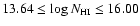$13.64 \leq {\rm log}\, N_{\rm HI} \leq 16.00$