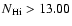 ${\sl N}_{\rm H{\sc i}} > 13.00$