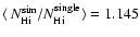 $\langle\, N_{\rm H{\sc i}}^{\rm sim} / N_{\rm H{\sc i}}^{\rm single}
\rangle = 1.145$