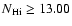 $N_{\rm H{\sc i}} \geq 13.00$