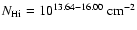 ${\sl N}_{\rm H{\sc i}} = 10^{13.64 - 16.00}~{\rm cm}^{-2}$