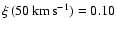 $\xi\, (50\, {\rm km\,s}^{-1}) = 0.10$