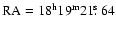 ${\rm RA}=18^{\rm h}19^{\rm m}21\hbox{$.\!\!^{\rm s}$ }64$