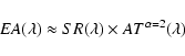 \begin{displaymath}EA(\lambda) \approx SR(\lambda)\times AT^{\alpha=2}(\lambda)
\end{displaymath}
