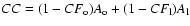 $CC=(1-CF_{\rm o})A_{\rm o}+(1-CF_{\rm l})A_{\rm l}$