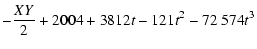 $\displaystyle -{XY\over 2} + 2004 +3812t - 121 t^2 - 72~574 t^3$