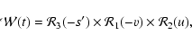 \begin{displaymath}{\cal W}(t)= {\cal R}_3 (-s') \times {\cal R}_1 (-v) \times {\cal R}_2 (u),
\end{displaymath}