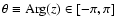 $\theta\equiv {\rm Arg}(z)\in[-\pi,\pi]$