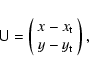 \begin{displaymath}{\sf U}=\left(
\begin{array}{c}
x-x_{\rm t} \\
y-y_{\rm t}
\par\end{array}\right),
\end{displaymath}