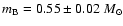 $m_{\rm B}=0.55\pm0.02~M_\odot$