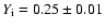 $Y_{\rm i}=0.25\pm0.01$