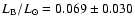 $L_{\rm {B}}/L_{\odot}=0.069\pm0.030$