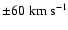 $\pm60\rm\;km\;s^{-1}$