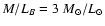 $M/L_B
=3~M_\odot/L_\odot$