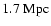 $1.7\rm\;Mpc$
