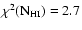 $\chi ^2 ({\rm N_{HI}}) = 2.7$