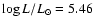 $\log L/L_{\odot} = 5.46$