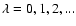 $\lambda=0,1,2,...$
