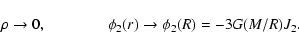 \begin{displaymath}\rho \rightarrow 0, \qquad\qquad\phi_{2} (r) \rightarrow \phi_{2}(R) = - 3
G(M/R) J_{2}.
\end{displaymath}