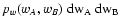 $p_w(w_A, w_B) ~ \rm dw_A ~ \rm dw_B$