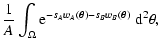 $\displaystyle \frac{1}{A} \int_\Omega {\rm e}^{-s_A w_A(\vec\theta)
- s_B w_B(\vec\theta)} ~ \rm d^2 \theta ,$