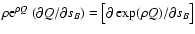 $\rho {\rm e}^{\rho Q} ~
(\partial Q / \partial s_B) = \bigl[ \partial \exp(\rho Q) / \partial
s_B \bigr]$