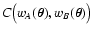 $C\bigl( w_A(\vec\theta), w_B(\vec\theta) \bigr)$