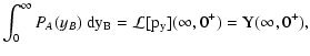 $\displaystyle \int_0^\infty P_A(y_B) ~ \rm dy_B =
\mathcal L[p_y](\infty, 0^+) = Y(\infty, 0^+) ,$
