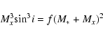 \begin{displaymath}{M}_x^3 {\rm sin}^3 i = f ({M}_{\ast} + {M}_x)^2
\end{displaymath}
