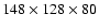 $148\times128\times80$