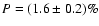 $P = (1.6\pm0.2)\%$