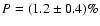 $P = (1.2\pm0.4)\%$
