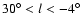 $30^\circ < l < -4^\circ$